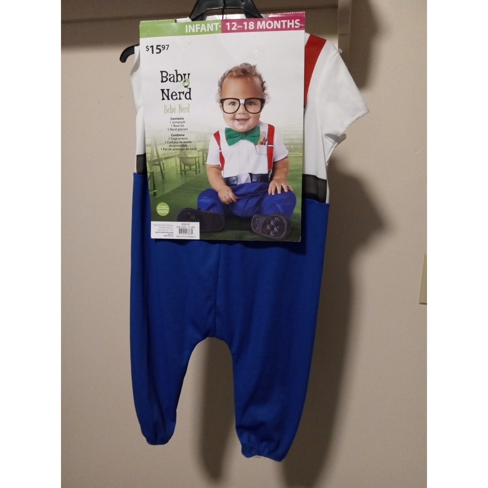 Infant Boys & Girls Baby Nerd Halloween Costume Jumpsuit Bow‎ Tie & Glasses